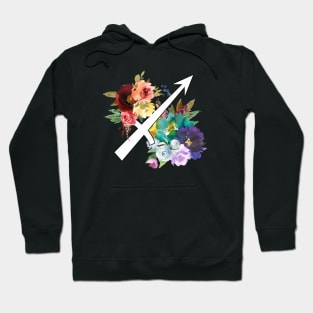 Sagittarius Horoscope Zodiac Rainbow Flowers Design Hoodie